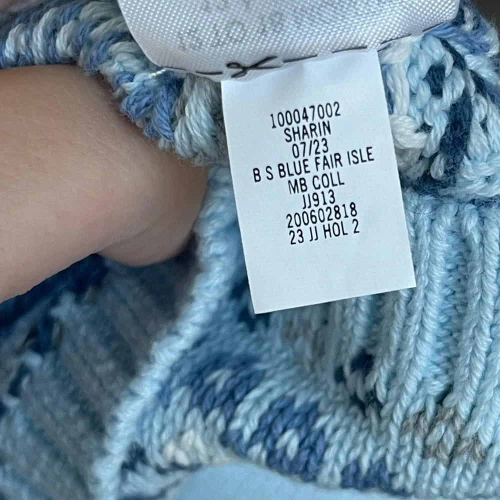 Janie & Jack | Baby Blue Feather Fair Isle Baby Fair Isle Cardigan 12-18mo.